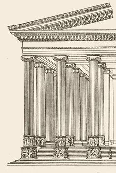 an old drawing of the parthenion in ancient greek architecture, vintage line drawing or engraving illustration