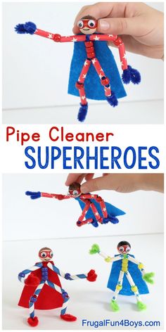 How to Make Pipe Cleaner Superheroes - Awesome superhero craft for kids!! Superhero Craft, Diy Unicorn, Pipe Cleaner Crafts, Crafts For Boys, Crafty Kids, Crafts For Kids To Make, Camping Crafts, Craft For Kids