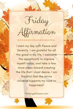 an orange and white frame with the words friday affirmation