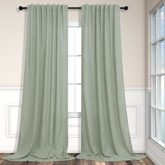 PRICES MAY VARY. Basic Information: 2 LINEN PANELS in 1 package. Each panel measures width 52 x 108 length. 3-Way Hanging Options: Hang these curtain panels (1) using the back loops to create an elegant pleated effect, (2) from the 3 inch rod pocket for a classic look, or (3) using clip rings for easy, slide open and closed (clip rings are not included) Light Filtering Semi Sheer: Unlike ordinary sheer drapes, the woven texture in the fabric is not too sheer, but thick and opaque enough to creat Light Green Curtains, Sage Green Curtains, Sage Curtains, Green Sheer Curtains, Boho Farmhouse Decor, Wide Curtains, Modern Rustic Farmhouse, Insulated Curtains, Green Curtains