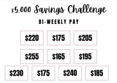 the $ 5, 000 savings challenge is on display in front of a white background