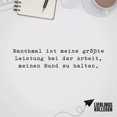 a quote written in german on a white background next to a cup of coffee