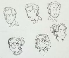 sketches of people with different facial expressions and hair styles are shown in this drawing technique