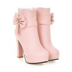 Find ideas๏ฟฝand inspiration for Womens Booties Bowknot Chunky High Heels Zip Round Toe Ankle Boots Party Shoes, winter shoes Drawing High Heels, High Heels For Kids, Kids Heels, Black Pastel, Bow High Heels, Cute High Heels, Bow Fashion, Girls High Heels, Pink High Heels