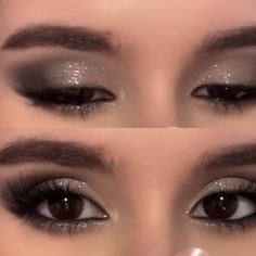 Makeup Ideas For A School Dance, Fancy Black Makeup, Grunge Prom Makeup Looks, Smokey Eye For Black Dress, British Makeup Style, Makeup Looks Black And Gold, Smokey Makeup For Blue Eyes, Smokey Doe Eye, Dark Halo Eye