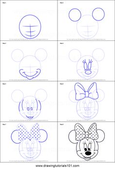 how to draw mickey mouse faces step by step with pictures for kids and beginners