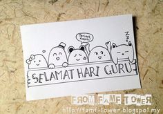 a card with the words selamat har guru written in black on it