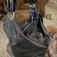 Black Leather Hobo, Barely Used, Beautiful Condition. Strap Can Be Doubled & Used As A Shoulder Bag Or Single & Crossbody. Large Interior Pocket, Inside Zip Pocket, Small Sleeve Pocket. Have Original Dust Bag. Roomy Bag Elegant Black Hobo Bag With Leather Backing, Elegant Black Leather Hobo Bag, Slouchy Hobo Bag, Leather Hobo, Winter Style, Christmas List, Hobo Bag, Autumn Winter Fashion, Zip Pockets