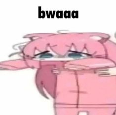 a pink cartoon character with the words bwaa on it's chest and eyes