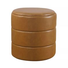 a brown leather stool with three sections