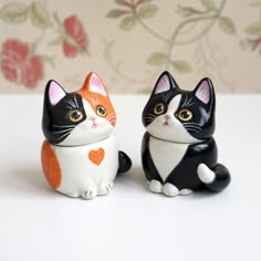 two black and white cats sitting next to each other