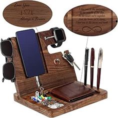 Charging Station Organizer, Nightstand Organizer, Wood Docking Station, Phone Docking Station, Wooden Docking Station, Present For Husband, Phone Charging Station, Key Holder Wallet, Nightstand Organization