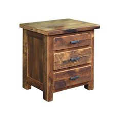 a wooden table with two drawers on top and one drawer in the middle, against a white background