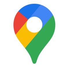 the google map icon is shown in red, green, and blue with a white circle