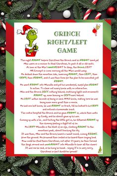 a christmas letter to the grinch rightlet game with candy canes and candies