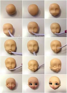 there are many different pictures of the same doll's head and eyes, but each has one eye closed