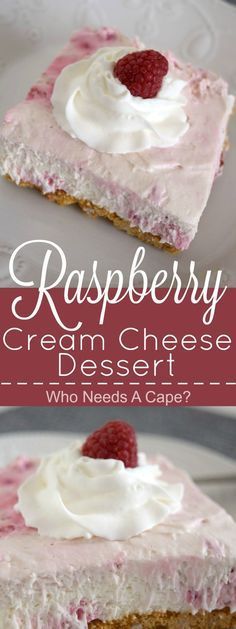 raspberry cream cheese dessert on a white plate