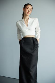 100% Premium Linen Long Sleeves Blouse/ Linen Office Blouse / - Etsy Vietnam Simple Graduation Outfits, Black Skirt White Shirt, Formal Tops For Women, Maxi Skirt High Waisted, White Shirt Outfits, Office Blouse, Long Skirt Summer, Formal Tops, Honeymoon Outfits