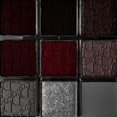 Dark High Fashion Aesthetic, Dark Makeup Palette, Dark Red And Grey Aesthetic, Dior Palette Eyeshadows, Dark Red Palette, Grey And Red Aesthetic, Red Eyeshadow Aesthetic, Red And Grey Aesthetic, Red Grey Aesthetic