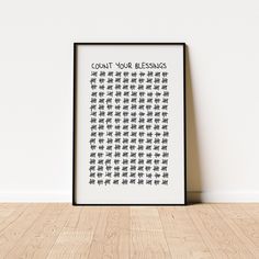 a black and white poster with the words don't your blessings on it