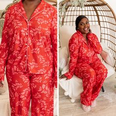 Tis' the season to be jolly! This adorable pajama top has a bold red color with a festive pattern that is just in time for the season! The comfy, figure flattering fit is perfect for lounging around! Throw on some matching bottoms and sip some eggnog in this beauty! 65% Cotton, 25% Polyester, 10% Spandex Red Relaxed Fit Sleepwear For Pajama Party, Cozy Red Long Sleeve Sleepwear, Red Fall Sleepwear, Red Long Sleeve Sleepwear For Fall, Red Sleepwear For Fall, Red Holiday Sleepwear For Sleepovers, Red Holiday Sleepwear For Sleepover, Red Winter Sleepwear For Pajama Party, Red Sleepwear For Pajama Party In Winter