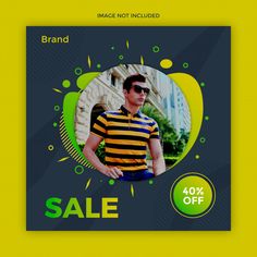 a man in striped shirt and sunglasses is on the sale flyer for men's clothing