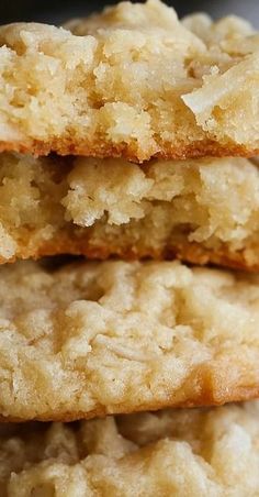 three oatmeal cookies stacked on top of each other