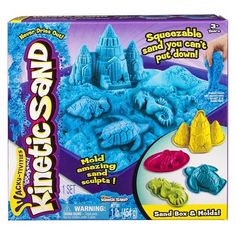 a box of play - doh frozen sand with different colors and shapes in it