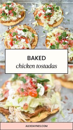 baked chicken tostadas with text overlay