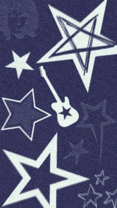 an image of stars and guitars on a blue background