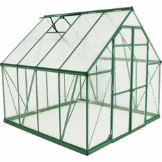 a green house is shown on a white background