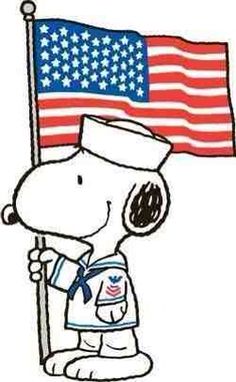 a cartoon character holding the american flag