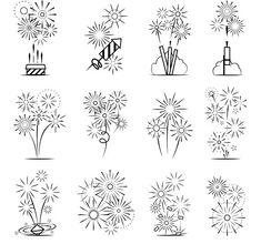 the different types of fireworks that can be used for birthday cards, banners or wall hangings