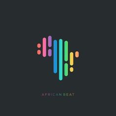 the african beat logo is designed with colorful lines and dots, as well as black background