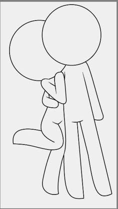 a drawing of two people hugging each other with one holding the other's head