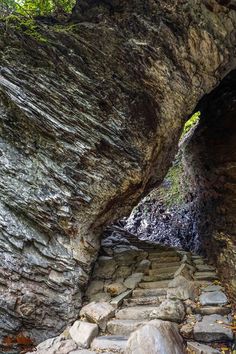 an image of a stone path going through the rocks