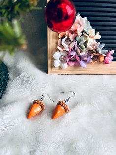 Yummy pumpkin pie theme earrings Cute Orange Drop Earrings, Fun Orange Dangle Jewelry, Cute Nickel-free Orange Jewelry, Cute Nickel-free Orange Earrings, Cute Orange Nickel-free Earrings, Fun Orange Earrings For Gift, Fun Orange Earrings As A Gift, Fun Orange Earrings For Gifts, Fun Orange Earrings For A Gift