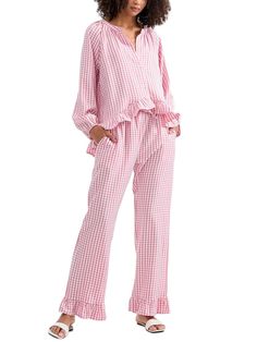 PRICES MAY VARY. Material: Gingham pj pants set, plaid pajama pants set is made of polyester, skin friendly fabric. 2 piece ruffle pajama set, y2k 2 piece pajama set, 2 piece puff sleeve pant set, y2k 2 piece outfits, plaid pajama pants sets women, cute y2k pajama set is soft, lightweight, stretchy and breathable. Gingham pants and top set is good of quality, not easy to wrinkle. Features: Y2k pajama set gingham, ruffle trim pajama set pants, y2k two piece plaid lounge set, y2k plaid lounge set, Women’s Christmas Pajamas, Clown Pajamas, Couple Matching Christmas Pajamas, Matching Pjs Friends, Girly Loungewear, Family Pjs Christmas, Fun Pajamas Women, Y2k Two Piece, Family Pajamas Christmas