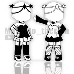 two paper dolls are standing next to each other, one is pointing at the other