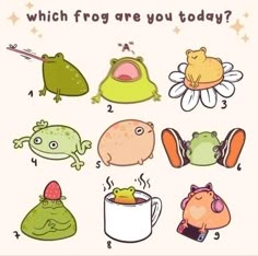 an image of frogs and toades in different positions to describe what they are doing