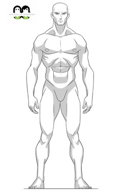 a drawing of a muscular man with no shirt on, standing in front of the camera