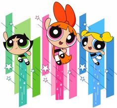 the powerpuff girls cartoon character wallpaper with stars and stripes in the background