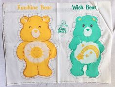 two teddy bears are shown on the front and back of this paper craft pattern, which is cut out to make it look like they's hugging each other bear