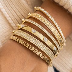 Diamond And Gold Bangles, Bangle Stack, Diamond Icon, Heart Bangle Bracelet, Star Bangle, Stack Bracelets, Mood Images