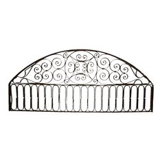 an iron arch with scroll designs on the top and bottom, against a white background