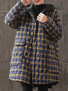 SkuCY-!96453Material<50%Cotton Padding<50%Cotton StyleLoose , High-low , Long Sleeves FeatureDrawstring , Quilted , Plaid , Split-joint NecklineHooded OccasionGoing out , Casual , Simple , Vintage SeasonsSpring , Autumn , Winter TypePadded Coat/Down Coat ColorRED,YELLOWSizeM,L,XL,2XL Please consult the size chart we provide for this item's measurements to help you decide which size to buy.Please note: There may be 1-3cm differ due to manual measurement.CMINCHBustShoulderSleeveLengthM110405786L11 Hooded Yellow Outerwear For Fall, Hooded Plaid Outerwear For Spring, Casual Plaid Patchwork Outerwear, Yellow Buttoned Outerwear, Yellow Button-up Outerwear With Buttons, Yellow Oversized Hooded Outerwear, Yellow Button-up Casual Outerwear, Yellow Casual Button-up Outerwear, Casual Yellow Button-up Outerwear