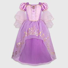 They'll be chasing down a daydream in this multi-layered Rapunzel costume. Featuring a laced corset, sequined trims, and draped medieval sleeves, this playtime dress dazzles with storytelling details like the gold foil lanterns and an ornate ''R.'' Full length and hip height tulle layers create fullness. Cameo with gem. Genuine, Original, Authentic Disney Store Product. Family Disneybound, Rapunzel Dress Kids, Medieval Sleeves, Store Target, Tangled Costume, Dream Daughter, Rapunzel Costume, Tangled Birthday, Disney Princess Costumes