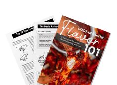 two cookbooks with instructions for cooking with flavor 101 and the basics guide to it