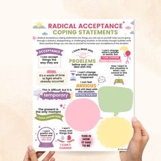 Radical Acceptance Coping Statements Worksheet – Mental Health Center Kids Coping Statements, Accept Reality, Character Education Posters, Coping Skills Worksheets, Anger Management Worksheets, Cbt Worksheets, Self Esteem Worksheets, Self Care Worksheets