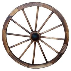 an old wooden wheel on a white background